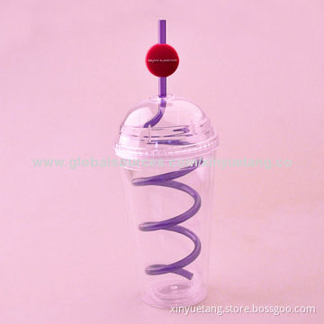 BPA-free Plastic Cup with Lid and Straw, Fashionable DesignNew